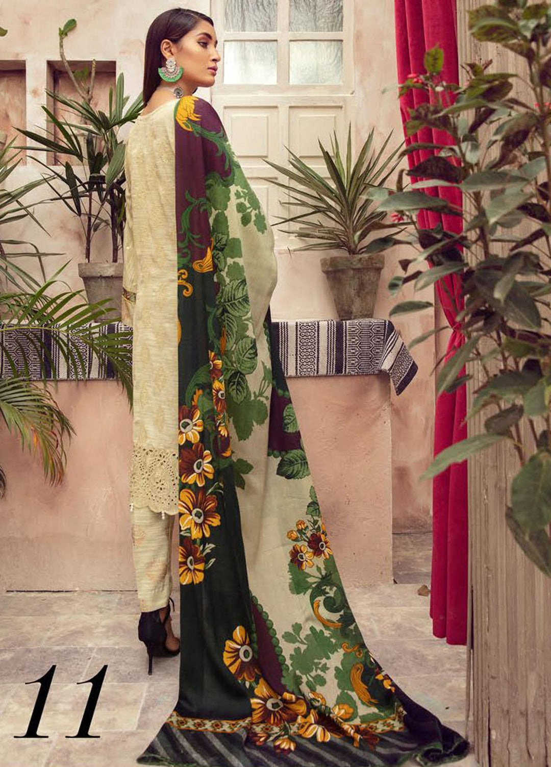 Blossom by Riaz Arts Embroidered Peach Leather Suits Unstitched 3 Piece RA21BP D-11 - Winter Collection