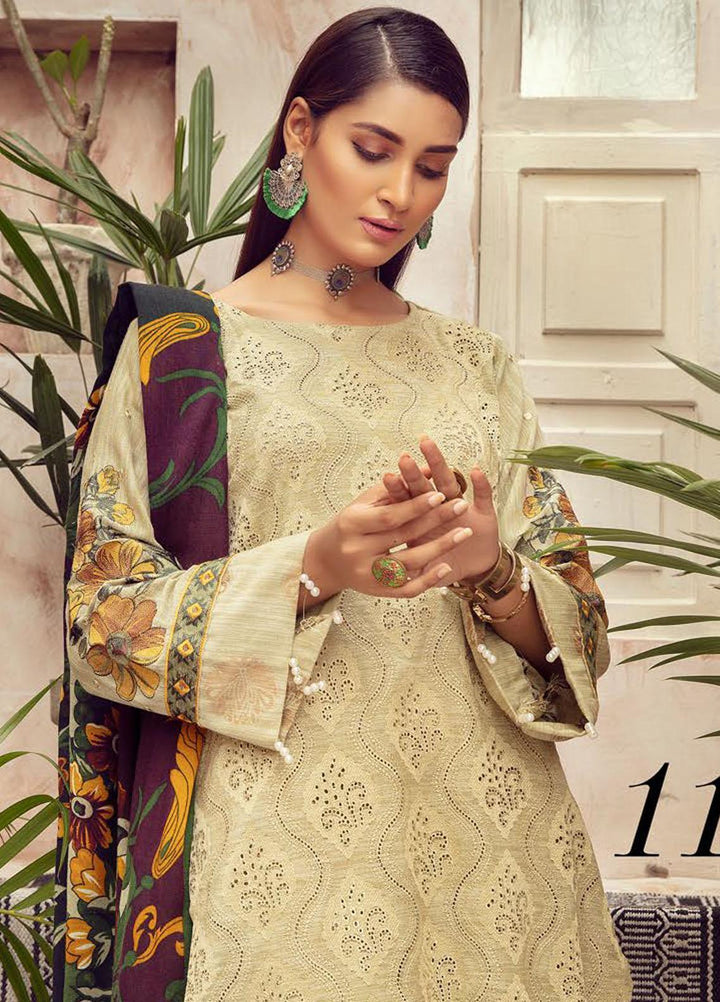 Blossom by Riaz Arts Embroidered Peach Leather Suits Unstitched 3 Piece RA21BP D-11 - Winter Collection