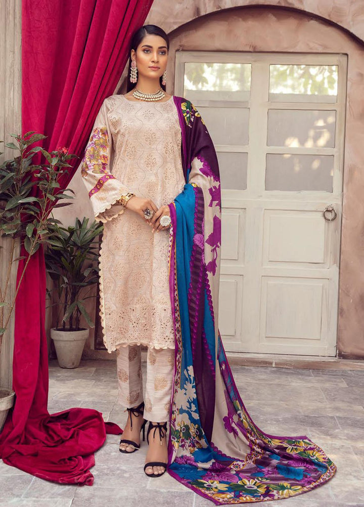 Blossom by Riaz Arts Embroidered Peach Leather Suits Unstitched 3 Piece RA21BP D-12 - Winter Collection
