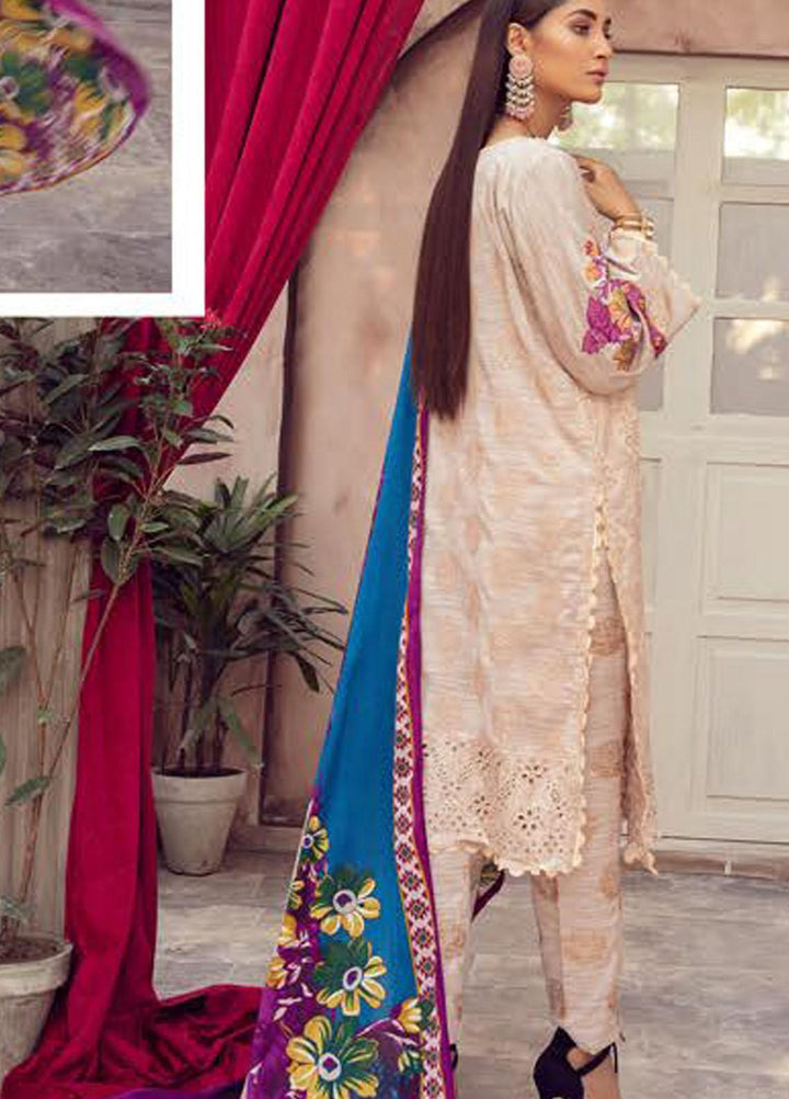 Blossom by Riaz Arts Embroidered Peach Leather Suits Unstitched 3 Piece RA21BP D-12 - Winter Collection