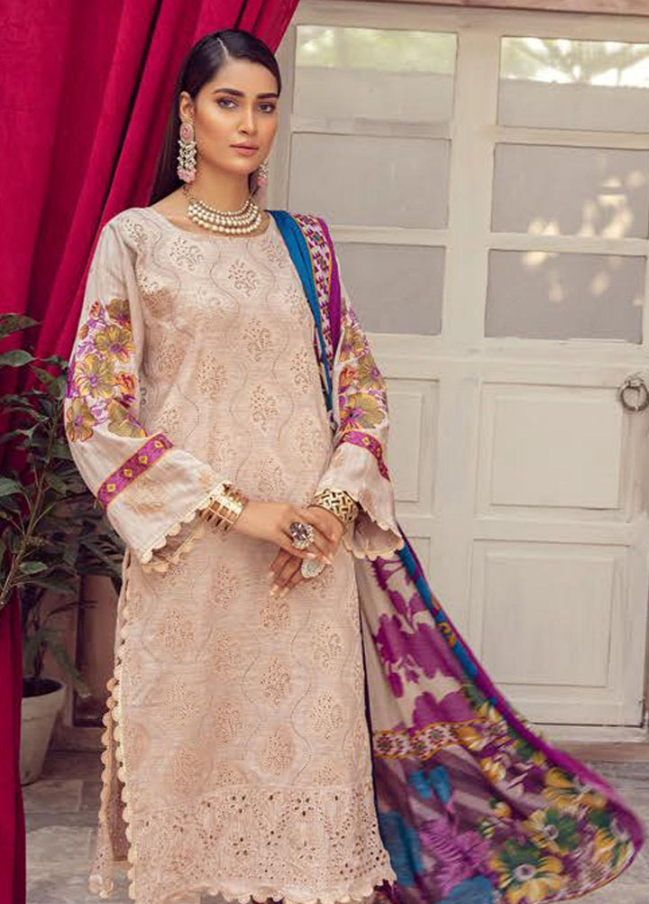 Blossom by Riaz Arts Embroidered Peach Leather Suits Unstitched 3 Piece RA21BP D-12 - Winter Collection