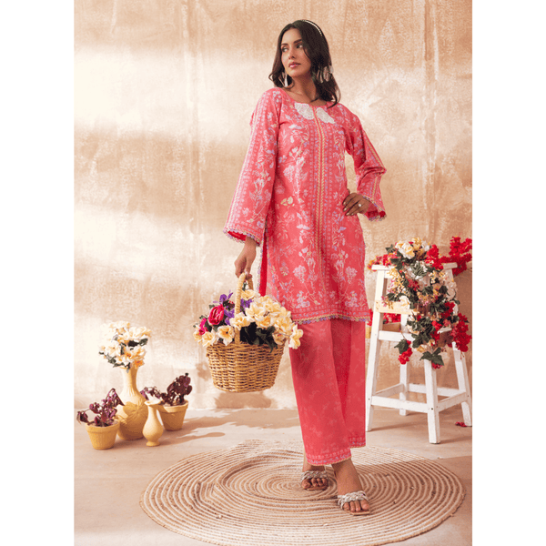 Liyana by Mashra RTW Printed Lawn 2 Piece Suit Blush Pink Casual Collection