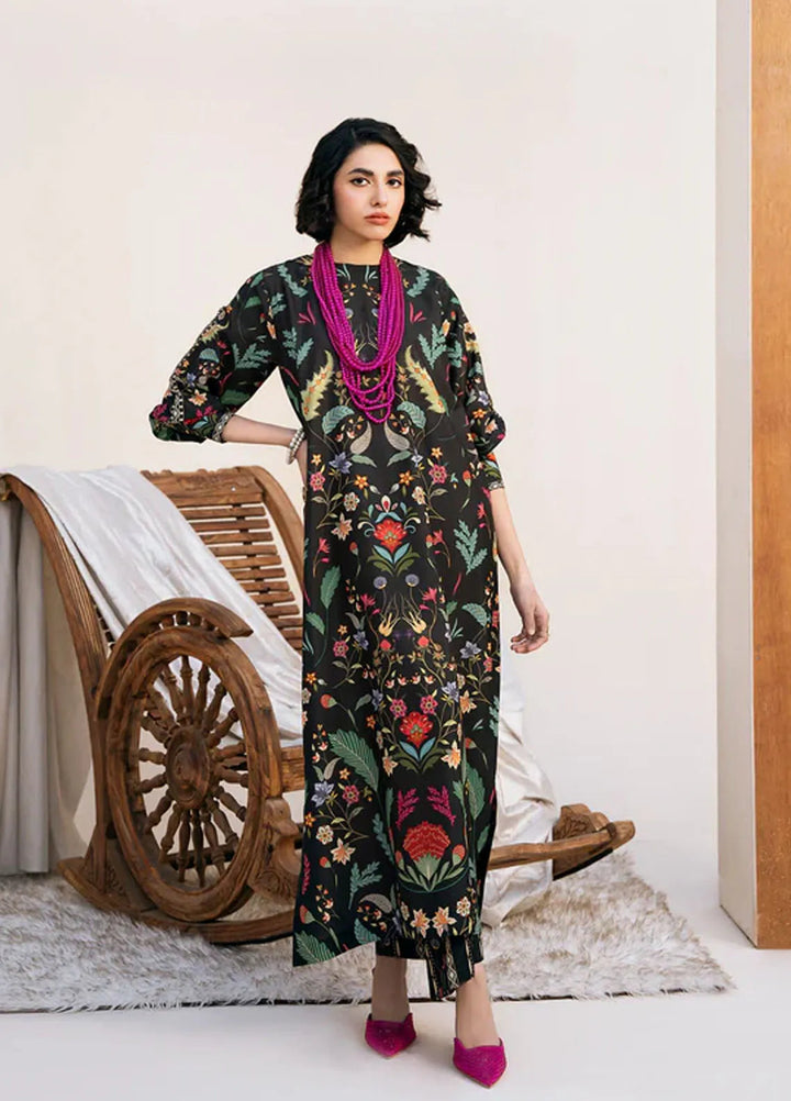 Bon Soir by Florent Pret Printed Crepe Silk 2 Piece Suit Primrose Black