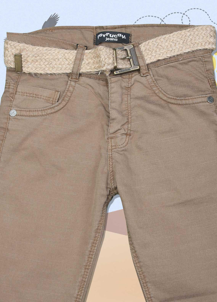 Sanaulla Exclusive Range Cotton Casual Pants for Boys - 04130 Brown