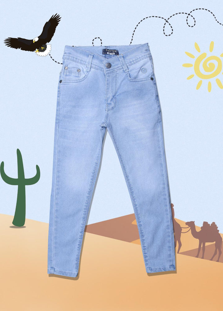 Sanaulla Exclusive Range Jeans Casual Pants for Boys - 50701 Sky-Blue