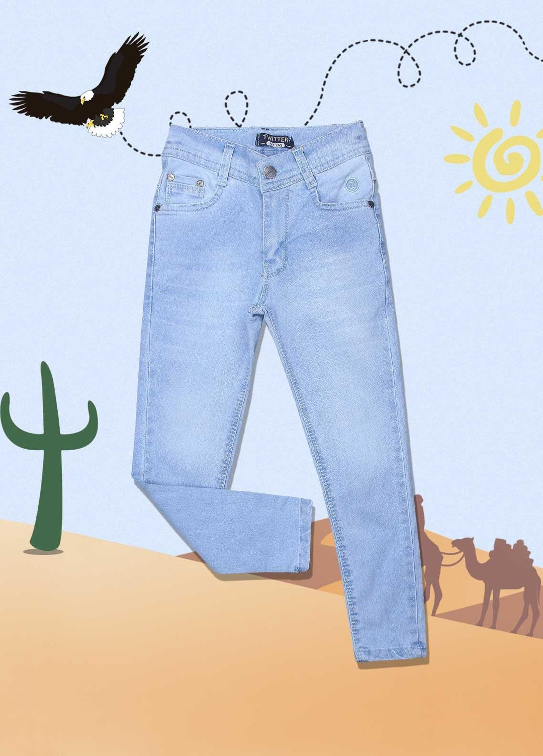 Sanaulla Exclusive Range Jeans Casual Pants for Boys - 50701 Sky-Blue
