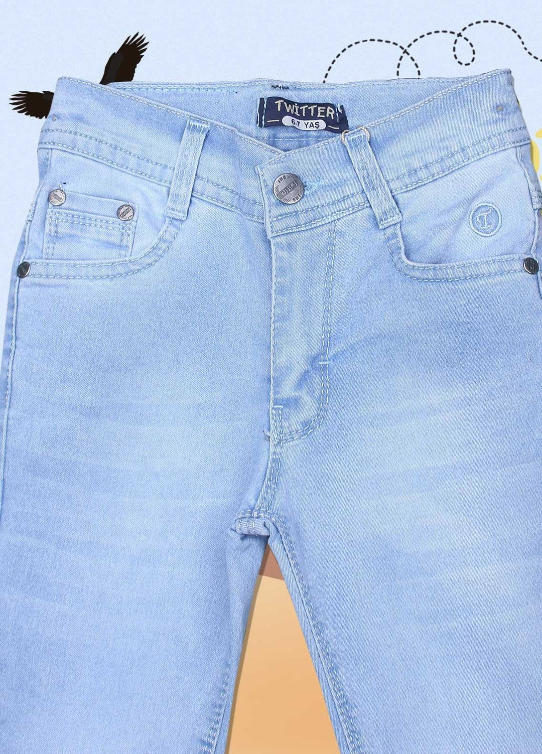 Sanaulla Exclusive Range Jeans Casual Pants for Boys - 50701 Sky-Blue