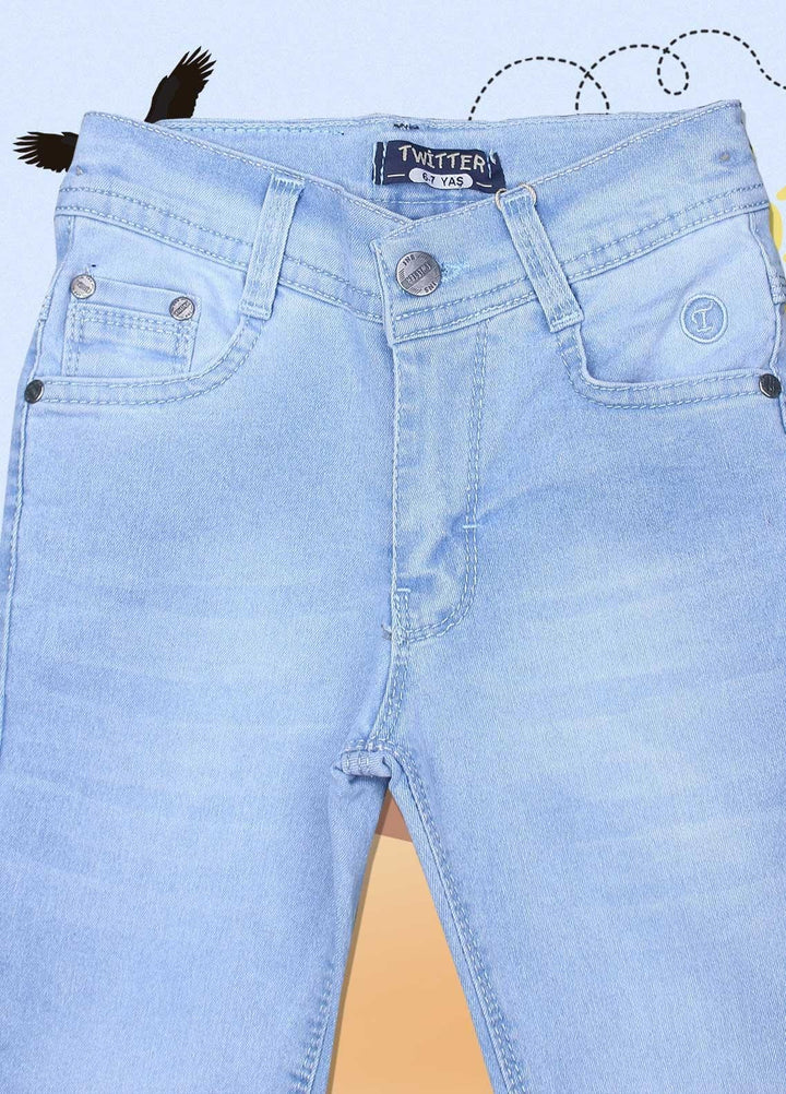 Sanaulla Exclusive Range Jeans Casual Pants for Boys - 50701 Sky-Blue