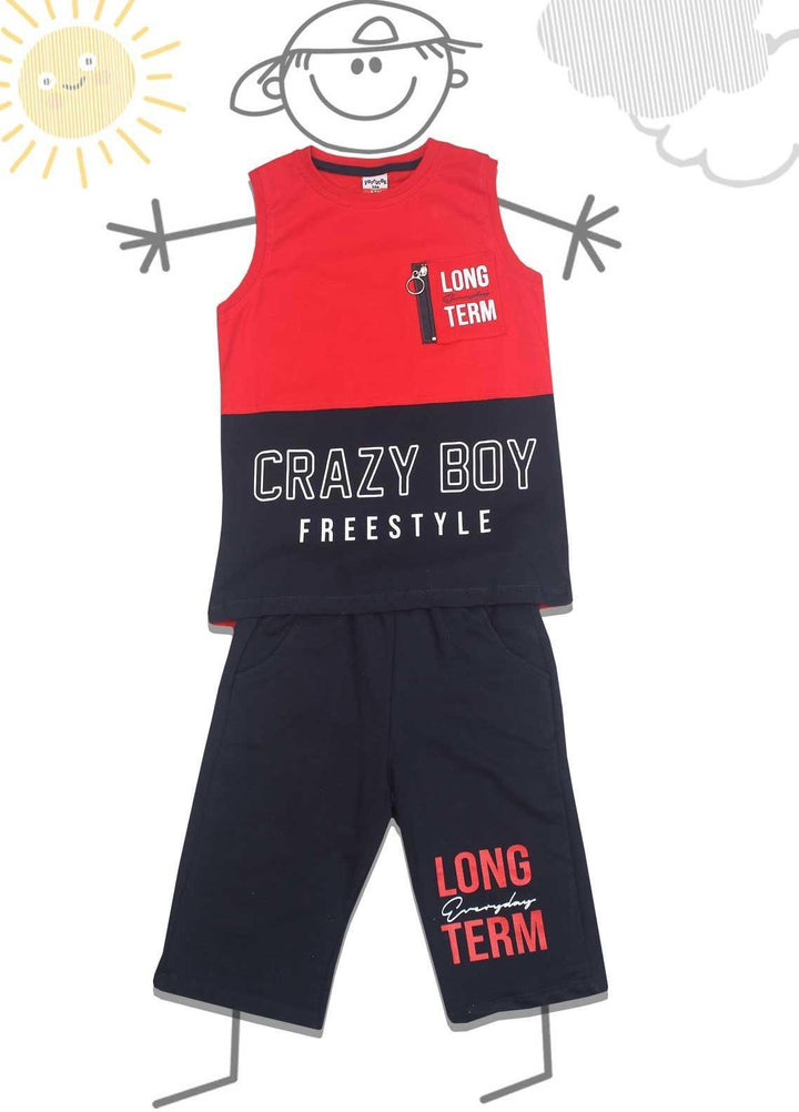 Sanaulla Exclusive Range Cotton Fancy Boys 2 Piece -  D-114762 Red Blue