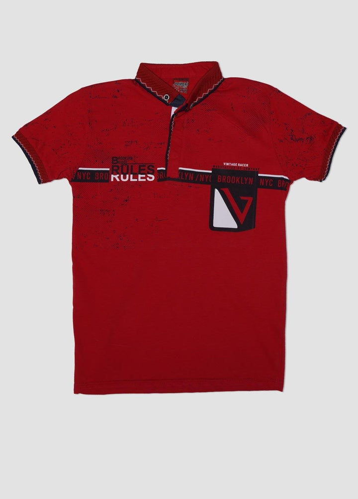 Sanaulla Exclusive Range Cotton Casual Boys T-Shirts -  1015502 Red