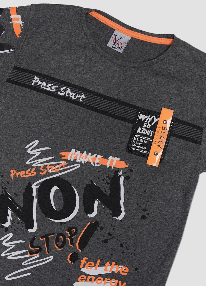 Sanaulla Exclusive Range Cotton Casual Boys T-Shirts -  6797 Grey