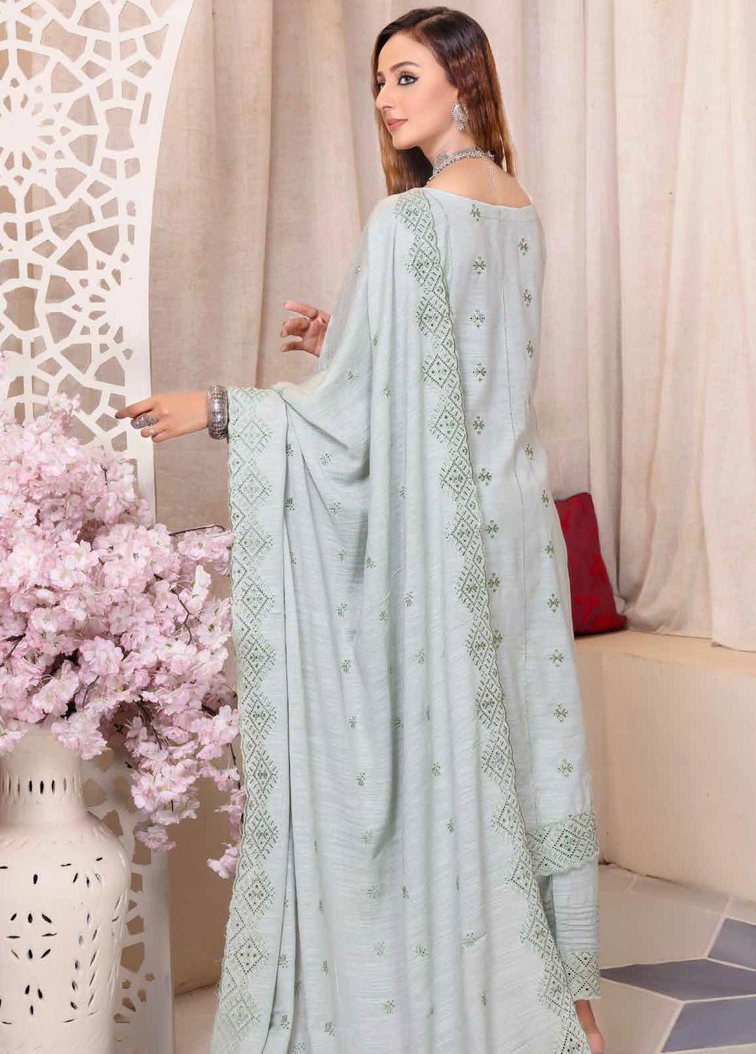 Breeze By Aalaya Embroidered Slub Suits Unstitched 3 Piece ALY22BS DE-02 - Winter Collection