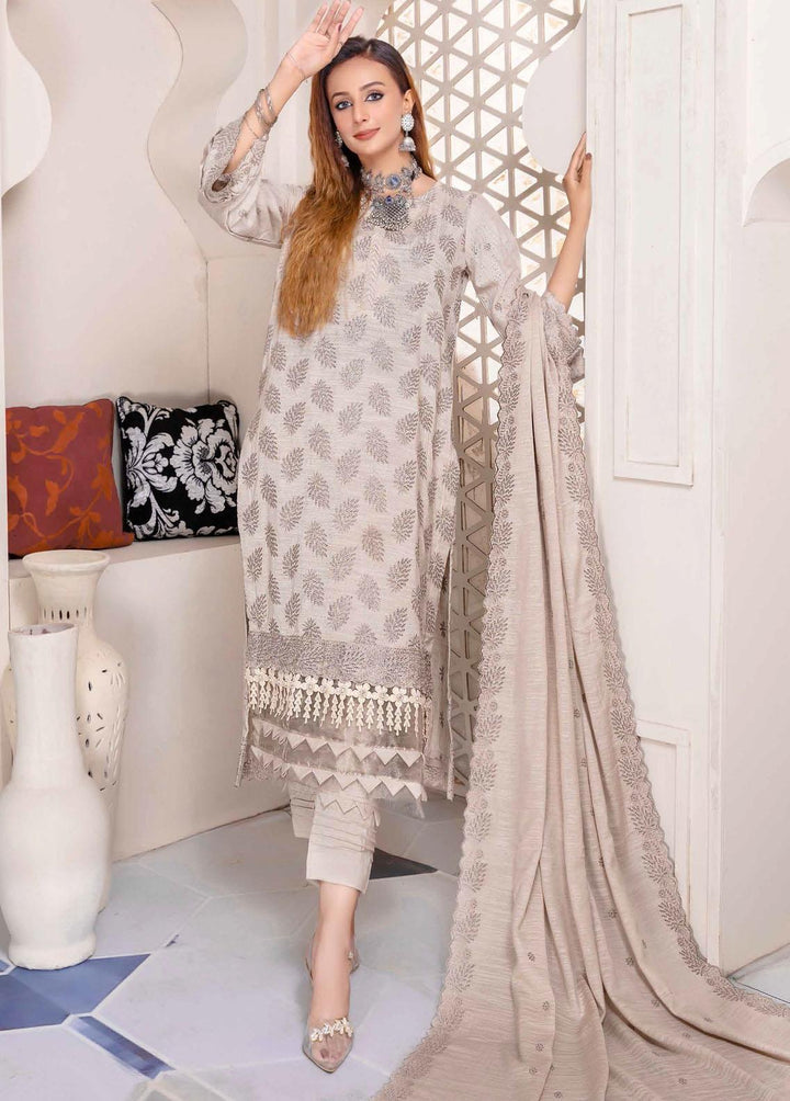 Breeze By Aalaya Embroidered Slub Suits Unstitched 3 Piece ALY22BS DE-08 - Winter Collection