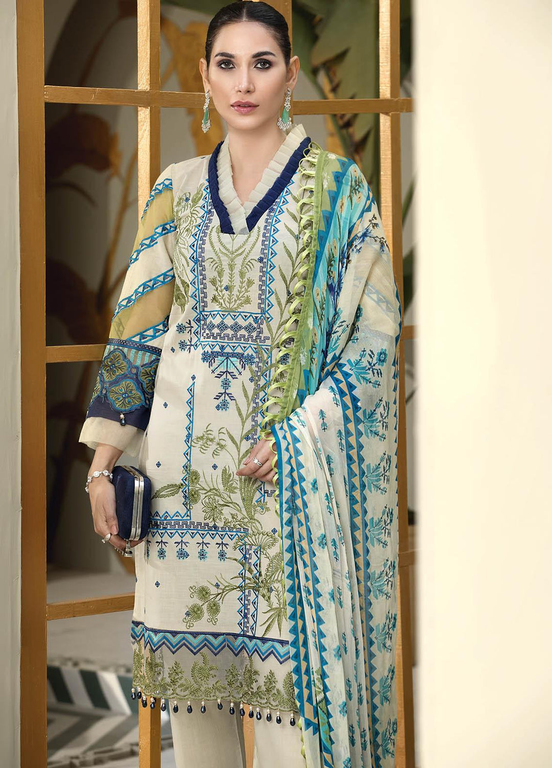 Resham Ghar Embroidered Lawn Suits Unstitched 3 Piece RG21B RGS-09 - Summer Collection