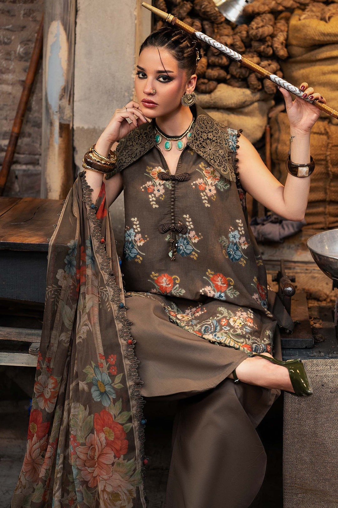 M Prints by Maria B Unstitched Embossed Cambric 3 Piece Suit MB26UPC 3B - Casual Collection
