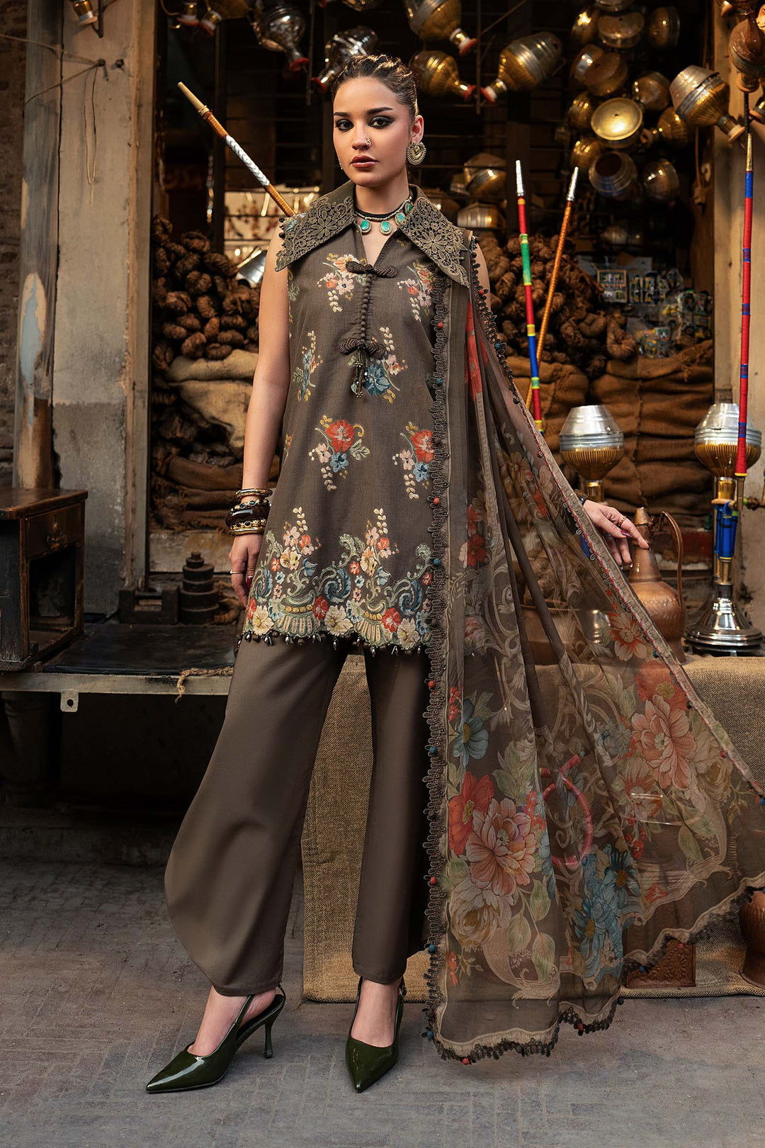 M Prints by Maria B Unstitched Embossed Cambric 3 Piece Suit MB26UPC 3B - Casual Collection