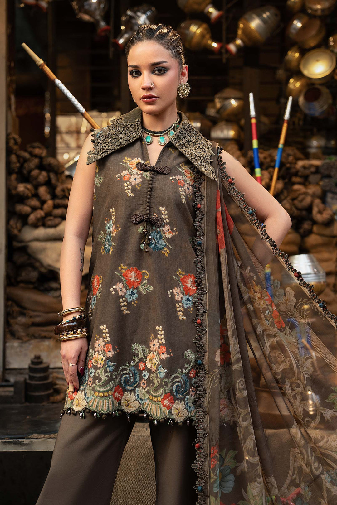 M Prints by Maria B Unstitched Embossed Cambric 3 Piece Suit MB26UPC 3B - Casual Collection