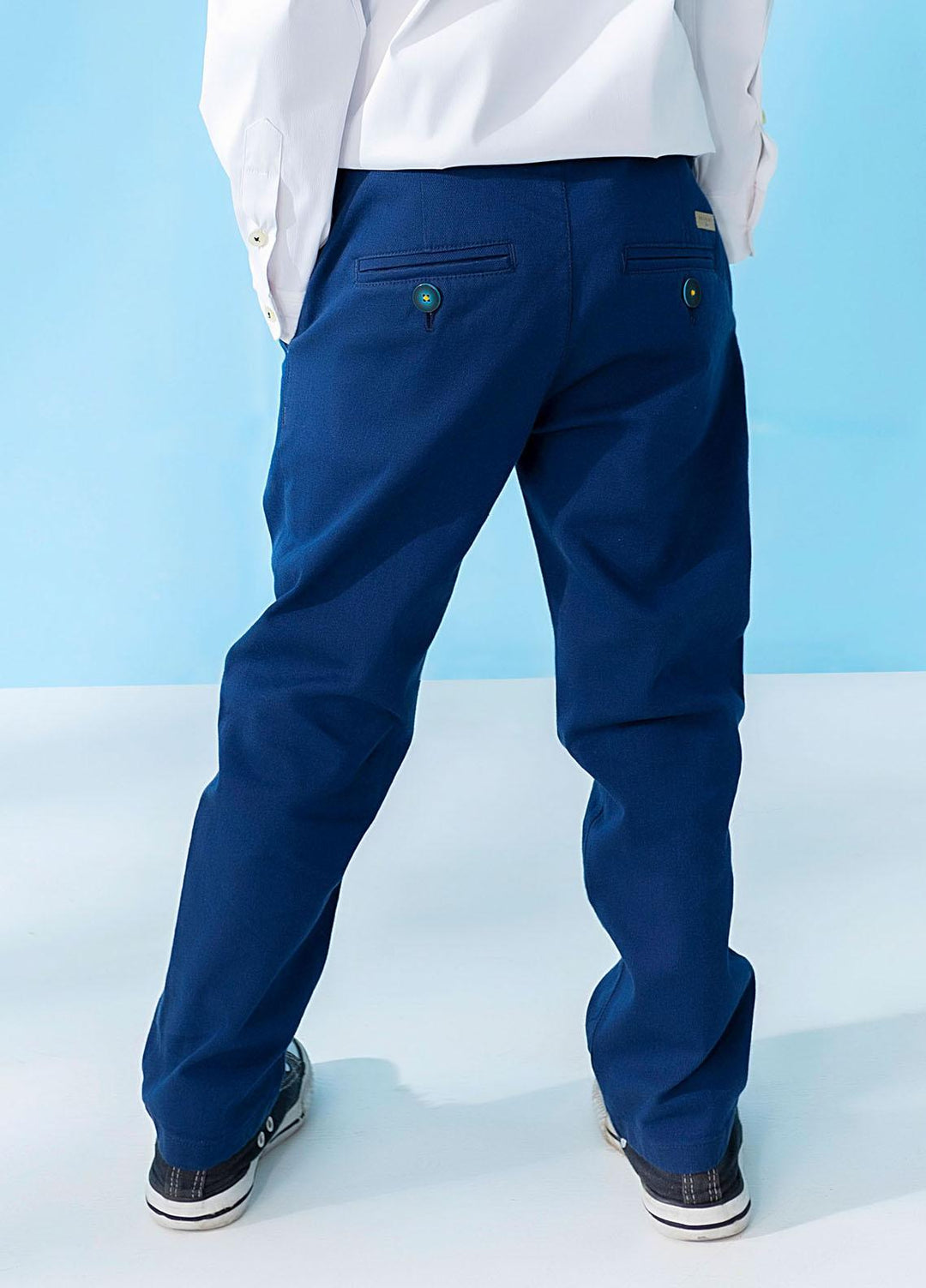 Brumano  Casual Trousers for Boys -  Blue Structured Casual Trouser With Stretch BRM-JNR-0075