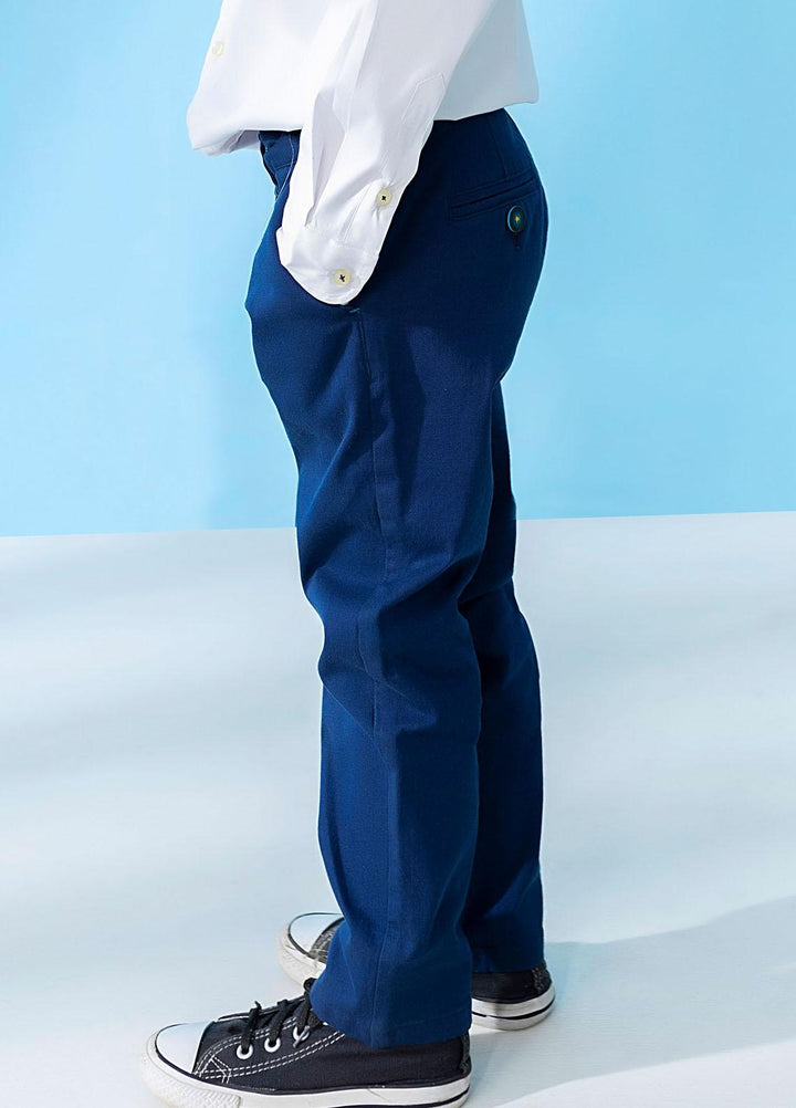 Brumano  Casual Trousers for Boys -  Blue Structured Casual Trouser With Stretch BRM-JNR-0075