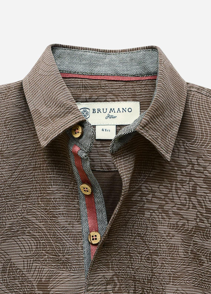 Brumano Cotton  Shirt for Boys -  BM21P 234 Brown Striped Casual Polo