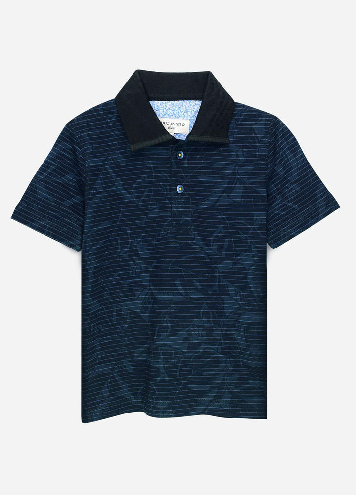 Brumano Cotton  Shirt for Boys -  BM21P 246 Navy Blue Striped Casual Polo