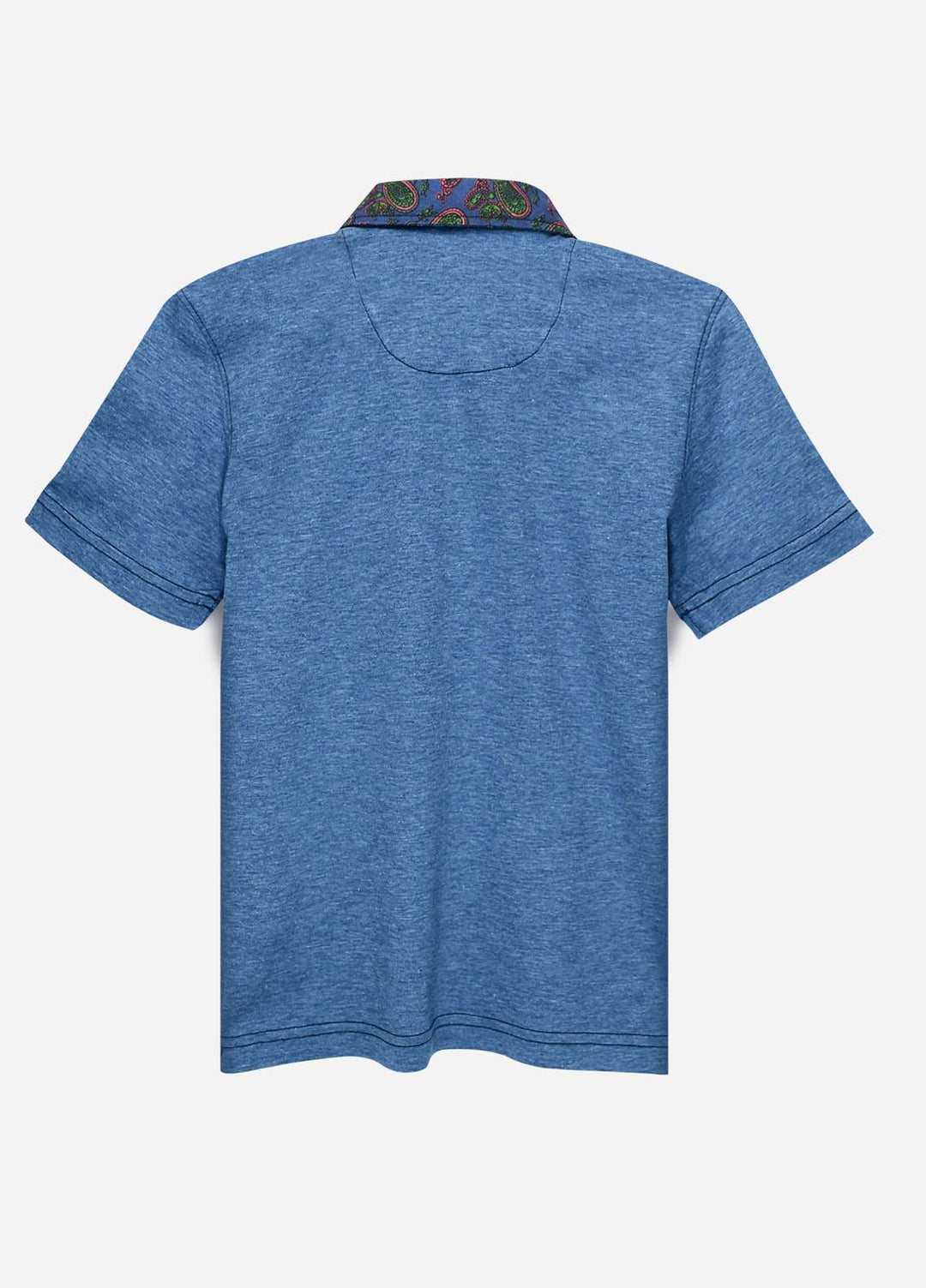Brumano Cotton  Shirt for Boys -  BM21P 248 Blue Melange Casual Polo With Floral Collar