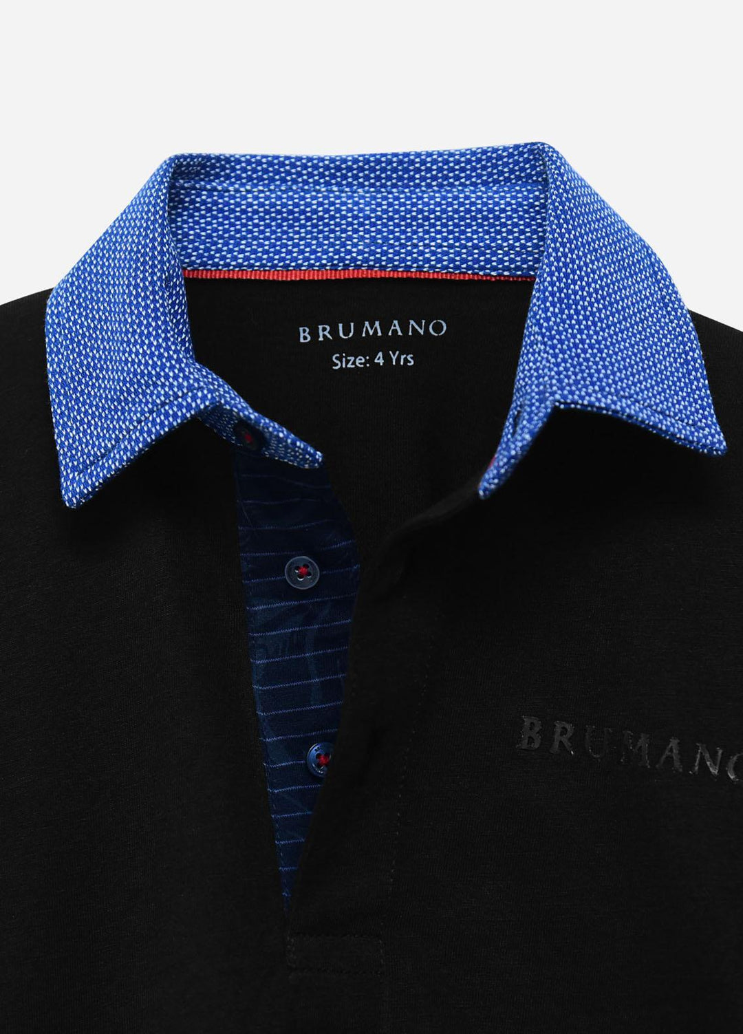 Brumano Cotton  Shirt for Boys -  BM21P 286 Black Casual Full Sleeve Polo With Contrasting Collar
