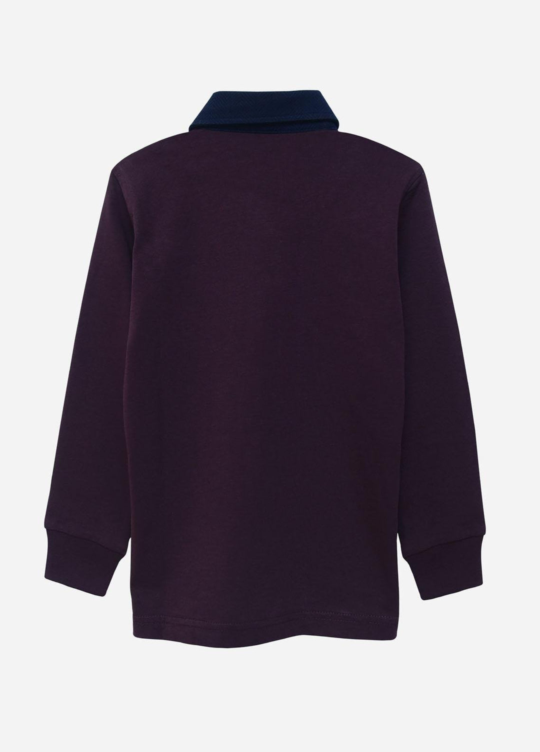 Brumano Cotton  Shirt for Boys -  BM21P 288 Purple Casual Full Sleeve Polo With Contrasting Collar