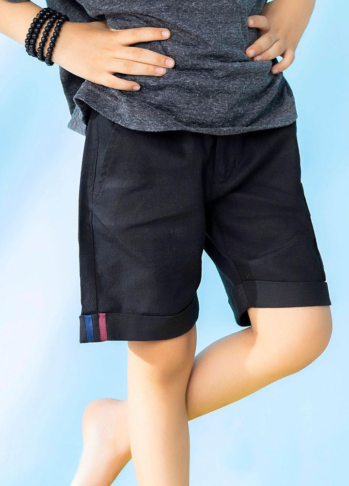 Brumano  Casual Shorts for Boys -  Black Twill Casual Short BRM-JNR-0066