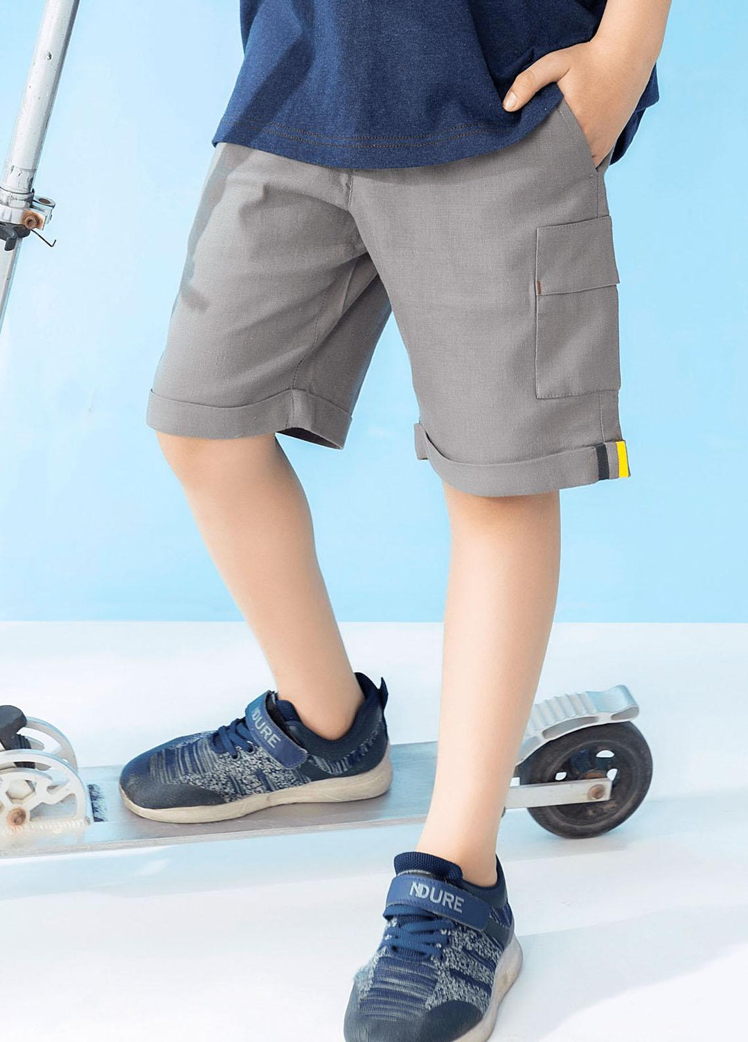 Brumano  Casual Shorts for Boys -  Grey Casual Short BRM-JNR-0067