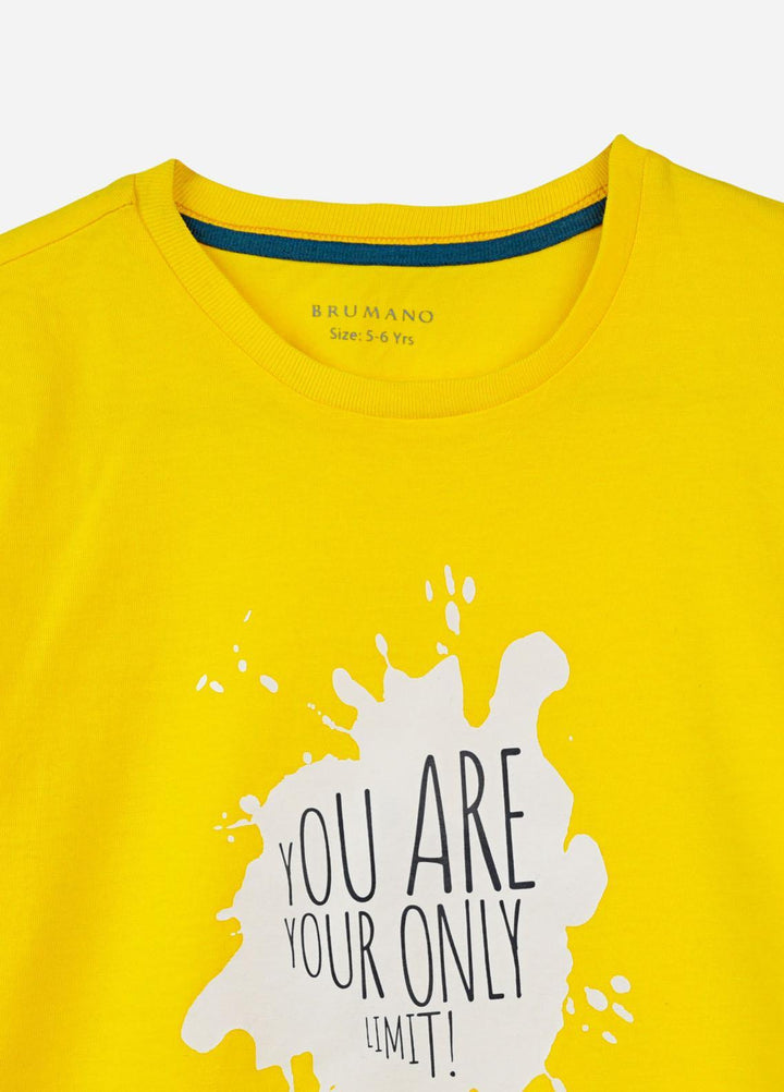 Brumano  Casual T-Shirts for Boys -  Yellow Graphic Printed Casual T-Shirt BRM-JNR-1602