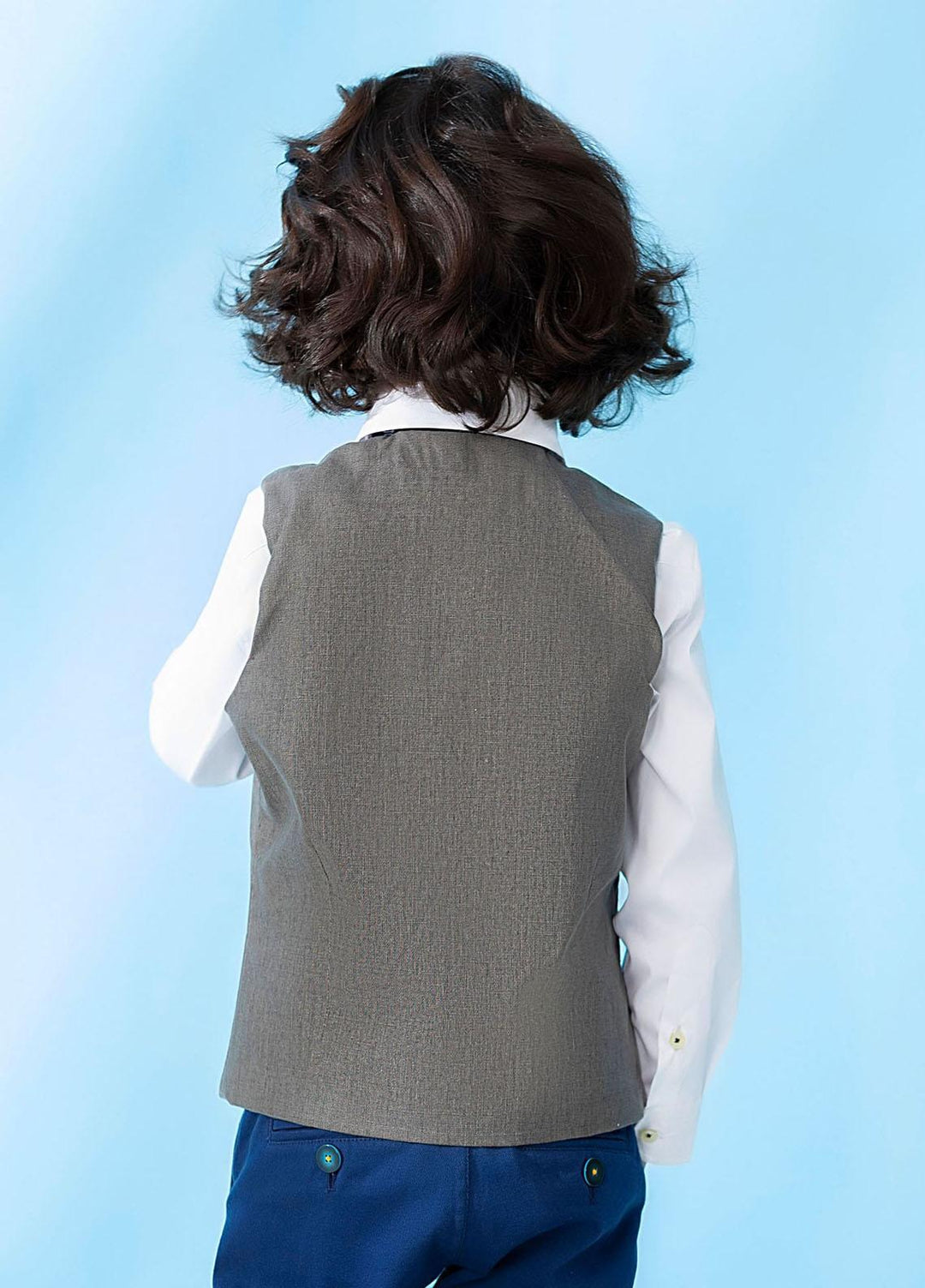Brumano  Casual Vest for Boys -  Brown Linen Textured Suit Vest With Bow BRM-JNR-1371