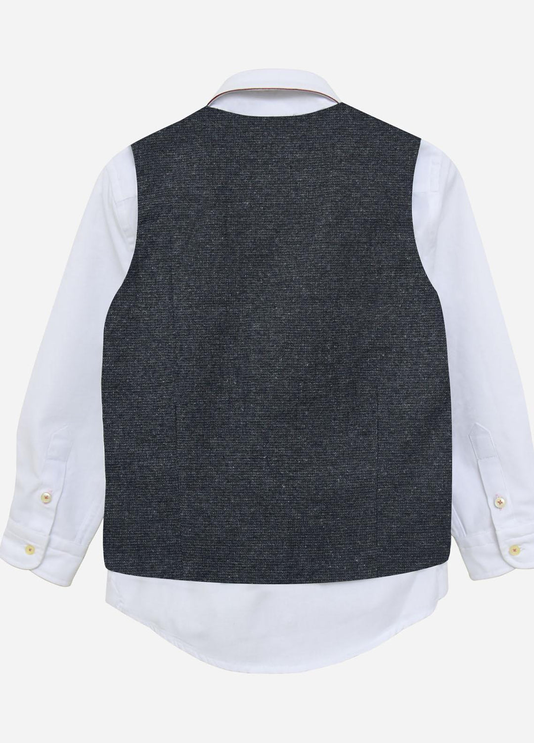 Brumano  Casual Vest for Boys -  Grey Micro Checkered Suit Vest With Bow BRM-JNR-1409