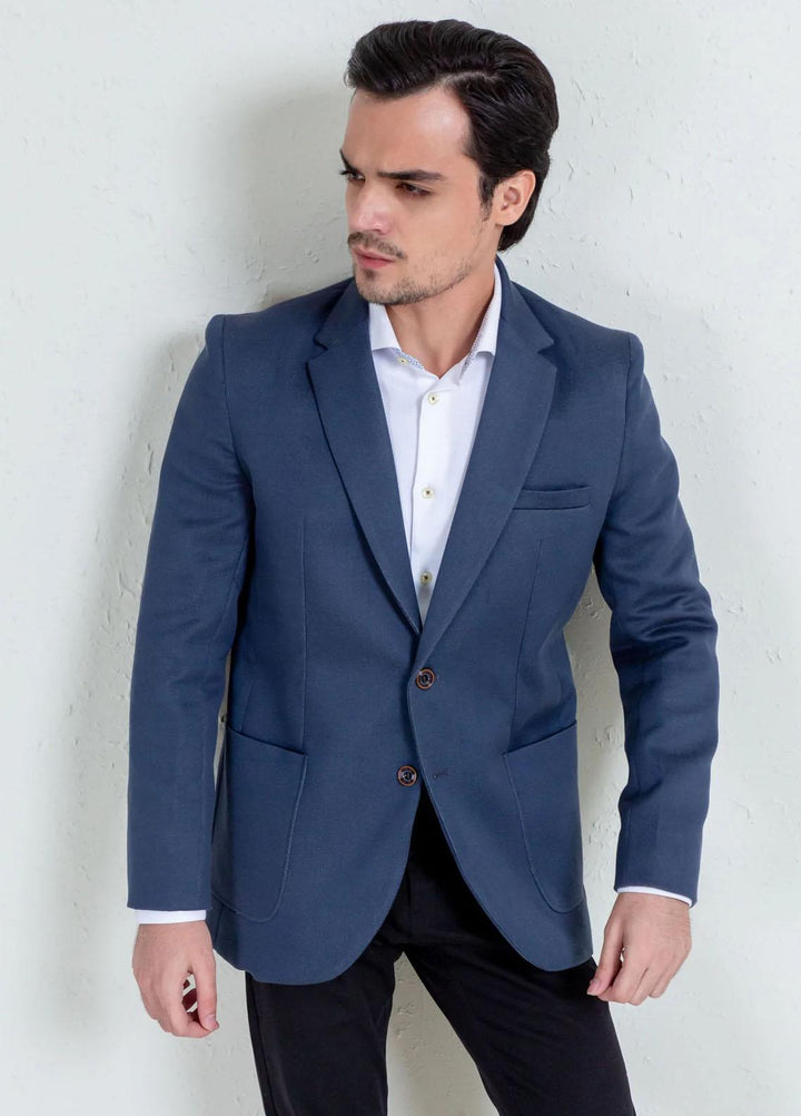 Brumano Cotton Formal Blazer for Men -  Blue Softshell Casual Blazer