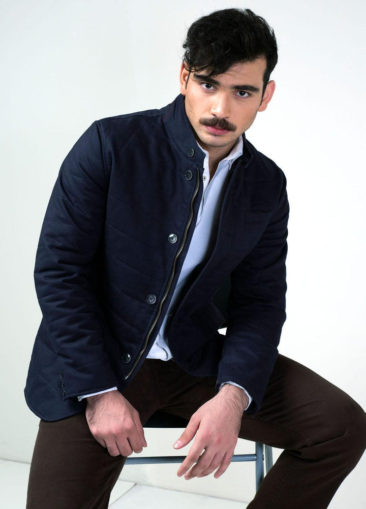 Brumano Polyester Casual Mens Jackets -   Navy Blue Quilted