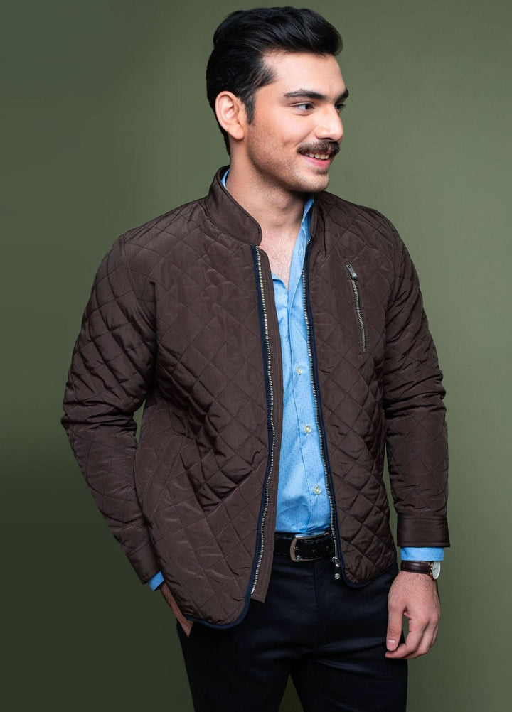 Brumano Polyester Casual Jackets for Mens -   Brown Quilted Padded