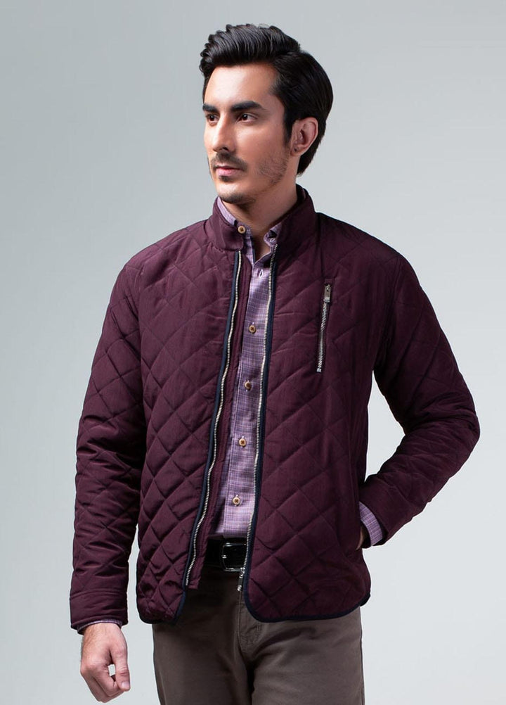 Brumano Polyester Casual Mens Jackets -   Dark Burgundy Quilted Padded
