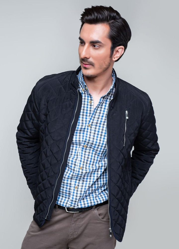 Brumano Polyester Casual Jackets for Mens -   Black Quilted Padded