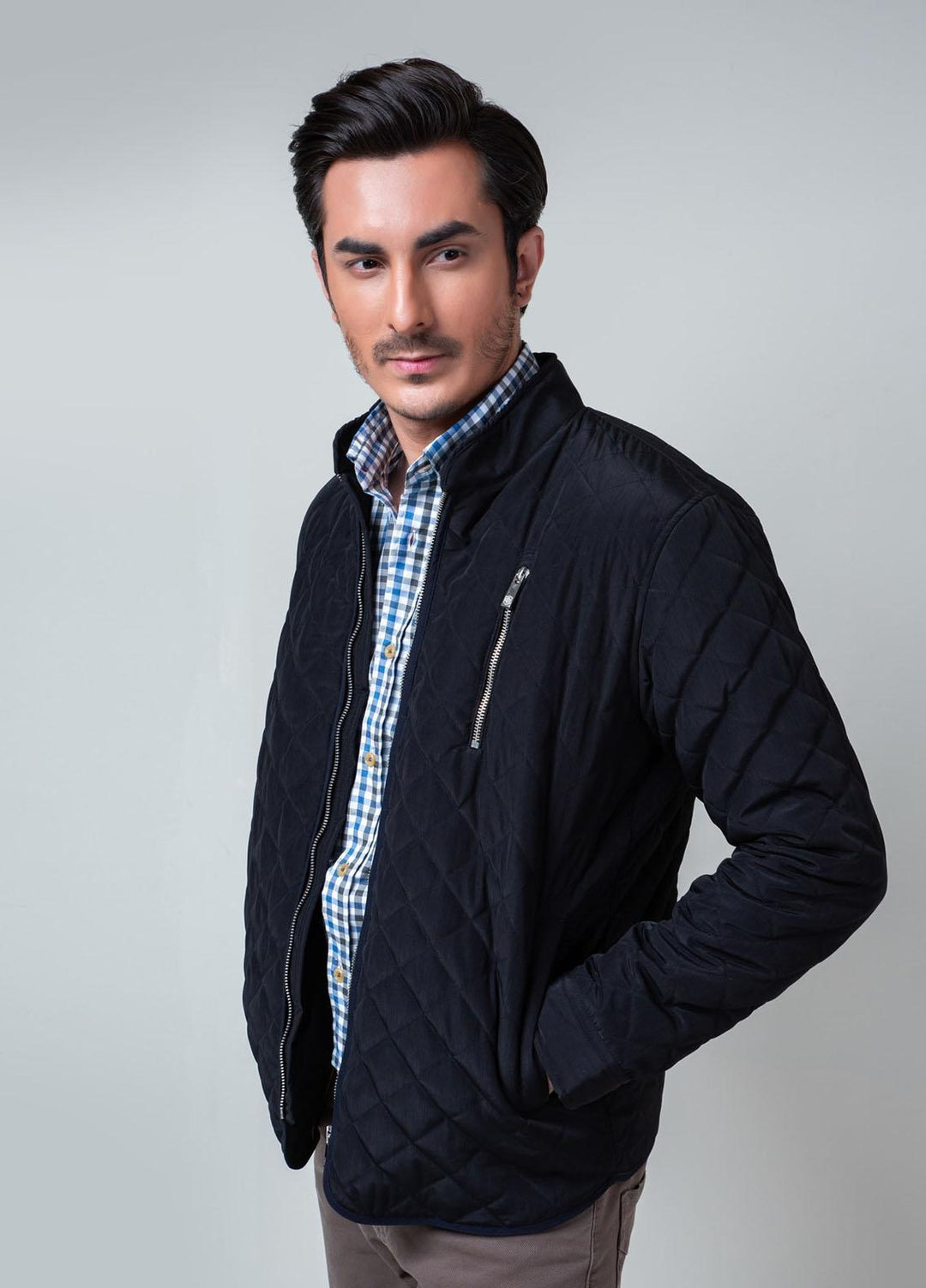Brumano Polyester Casual Jackets for Mens -   Black Quilted Padded