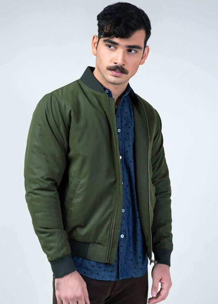 Brumano Polyester Casual Mens Jackets -   Olive Green Quilted Bomber