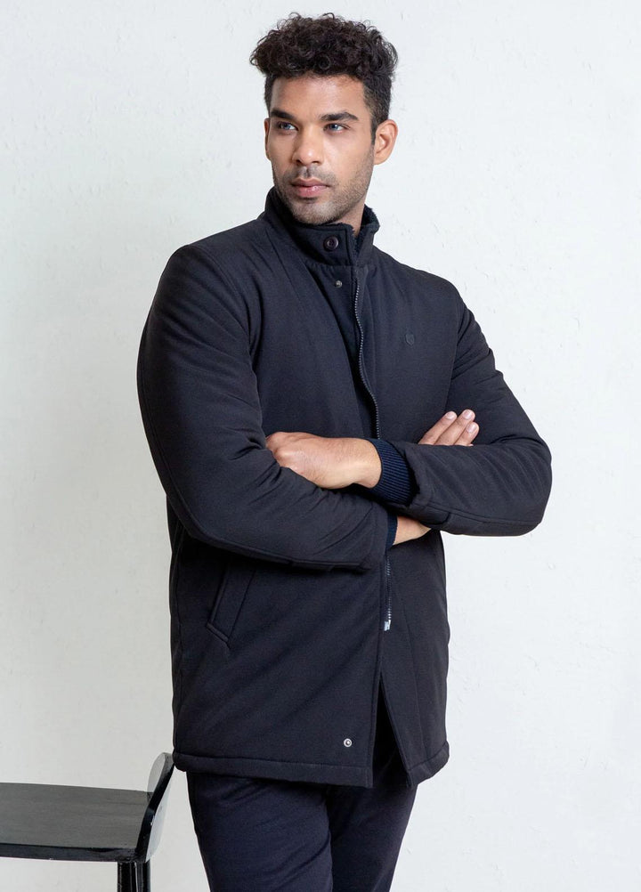 Brumano   Jackets for Men -  JKT-1076 Black Quilted Long Coat