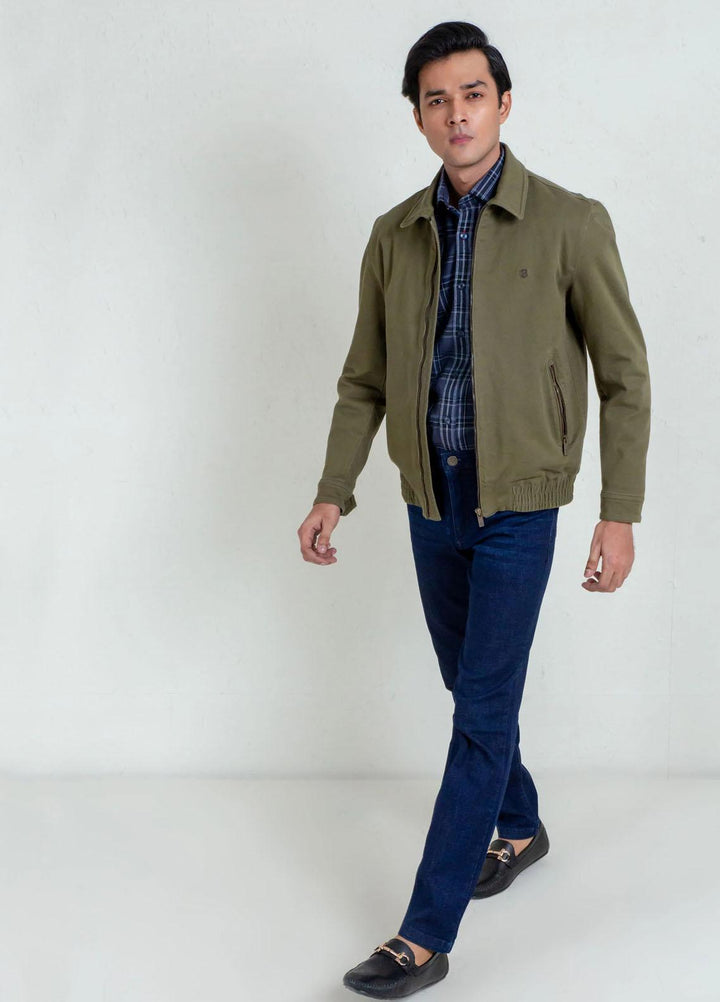 Brumano   Jackets for Men -  BRM-1058 Olive Green Casual Collar