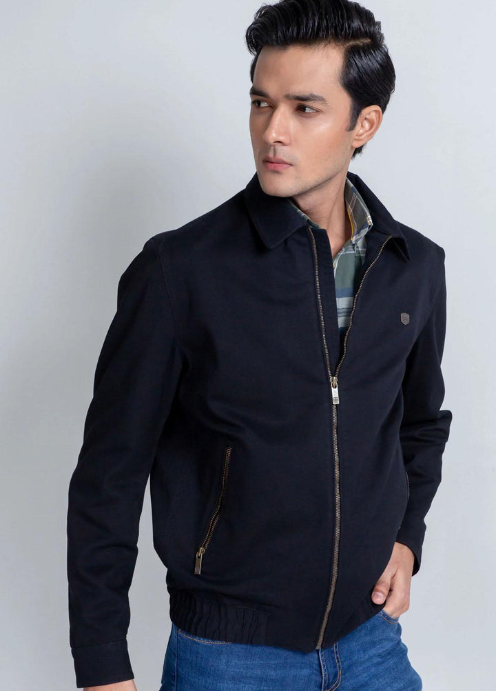 Brumano   Jackets for Men -  BRM-1056 Slim-Fit Black Casual Collar