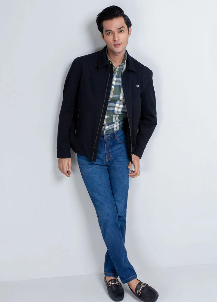 Brumano   Jackets for Men -  BRM-1056 Slim-Fit Black Casual Collar