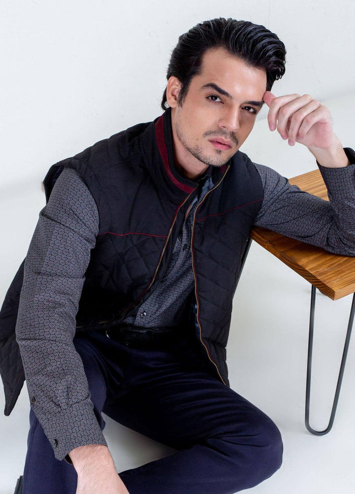 Brumano   Jackets for Men -  BRM-0060 Black Structured Quilted Sleeveless
