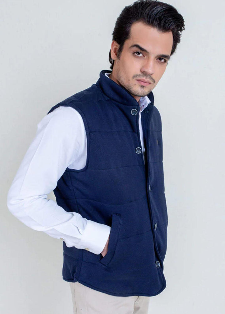 Brumano   Jackets for Men -  BRM-213 Navy Blue Knitted Sleeveless