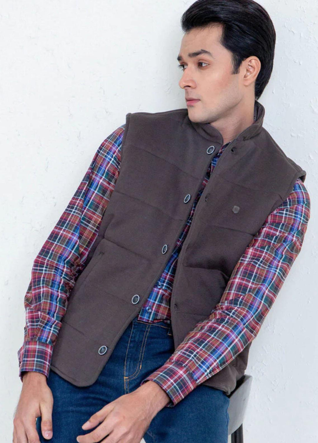 Brumano   Jackets for Men -  JKT-212 Olive Green Knitted Sleeveless