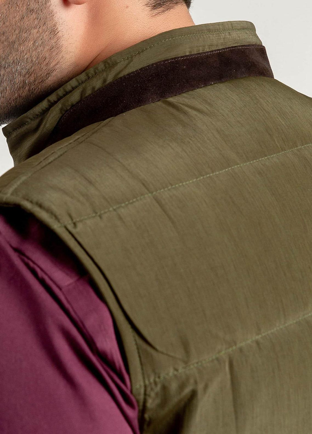 Brumano   Jackets for Men -  BRM-1021 Olive Quilted Sleeveless