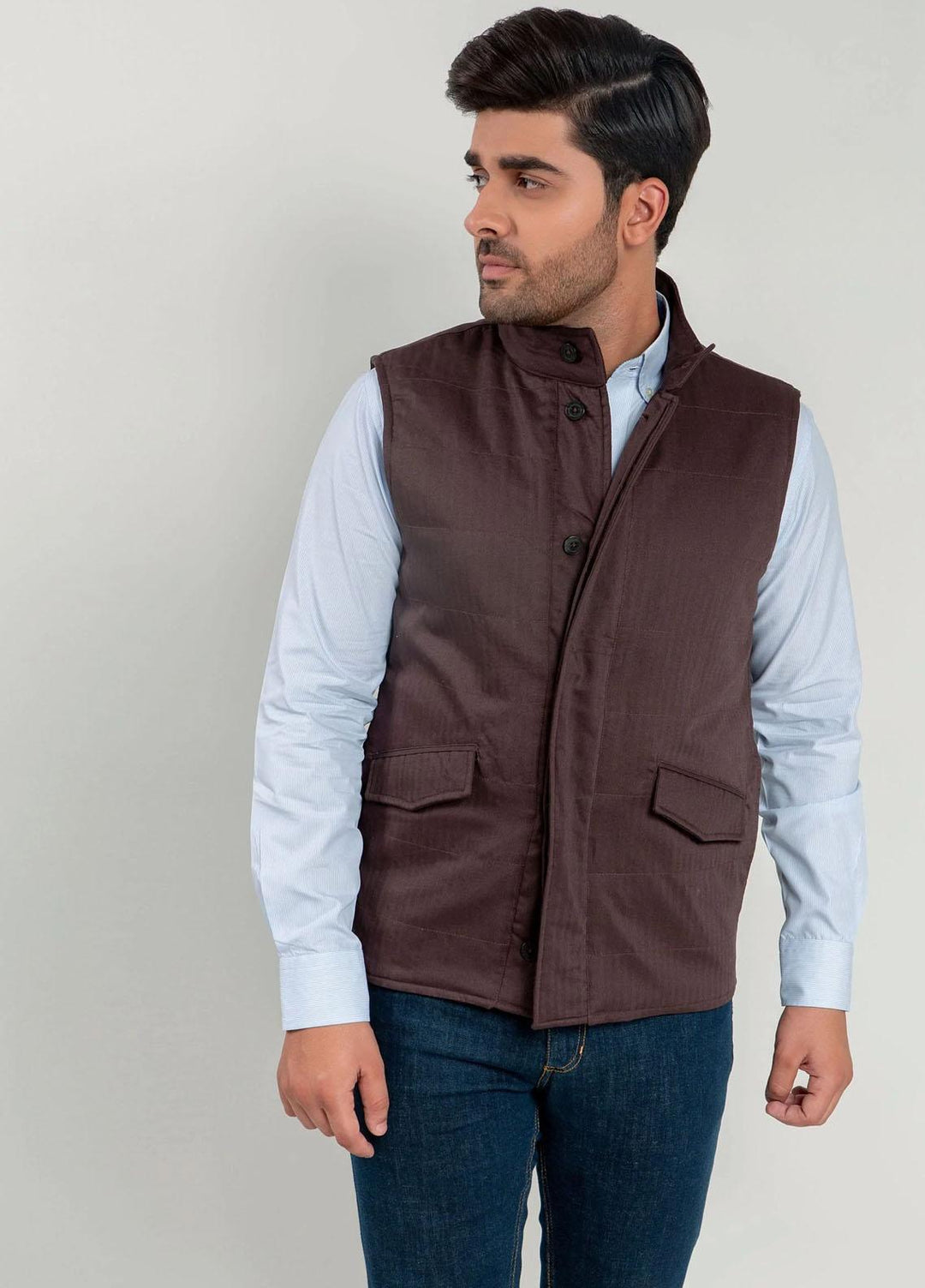 Brumano   Jackets for Men -  BRM-1035 Auburn Sleeveless Herringbone