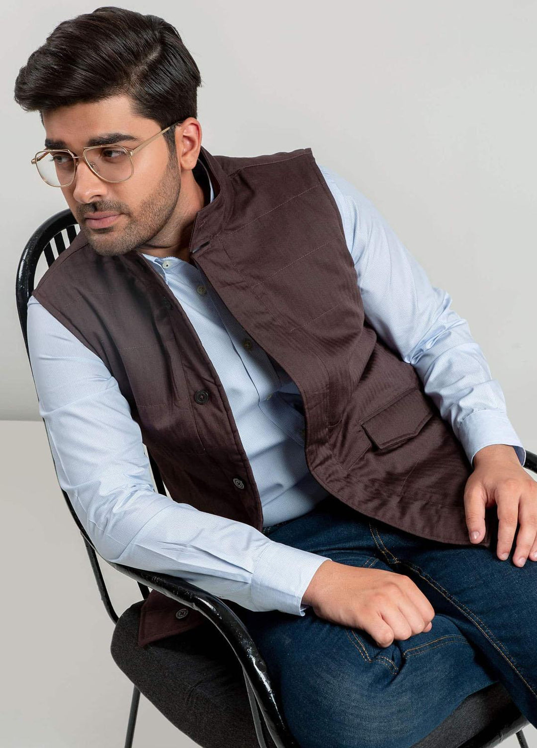 Brumano   Jackets for Men -  BRM-1035 Auburn Sleeveless Herringbone